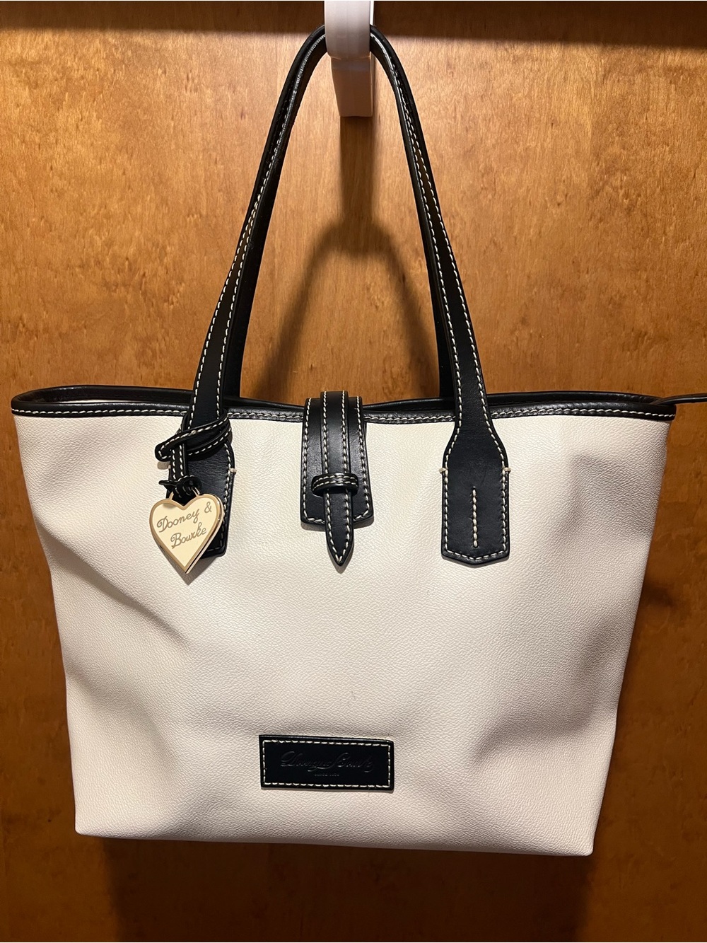 Dooney & Bourke Cream Tote with Black Trim